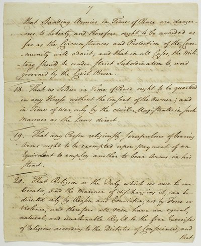 Die Bill of Rights, Kopie unterzeichnet in Federal Hall, 1789 von American School